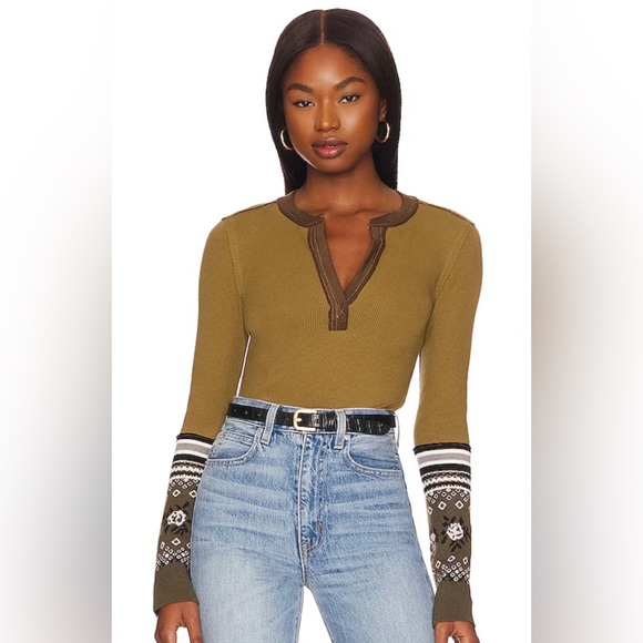 Free People Tops - 44- NWT Free People Mikah Layering Cuff Thermal Army